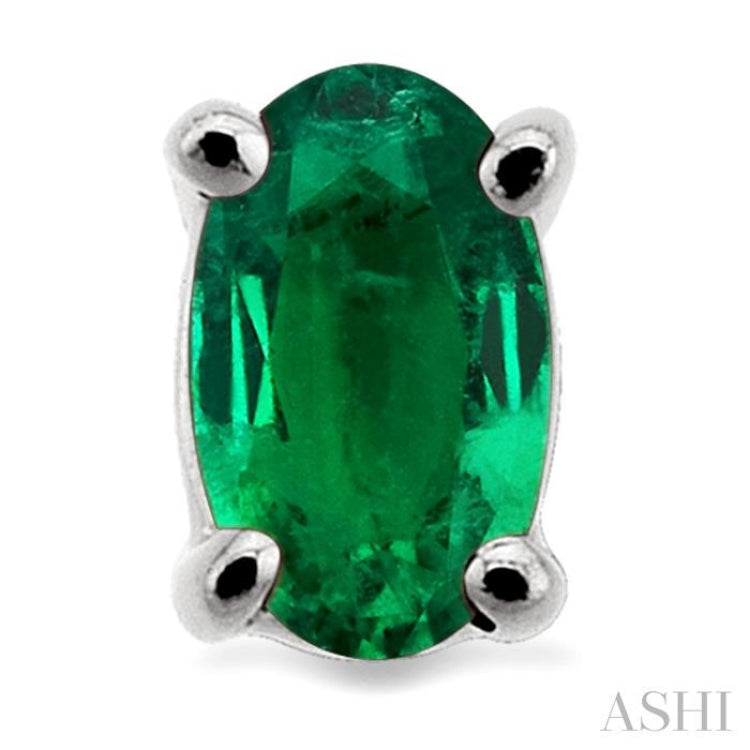 5x3 MM Oval Cut Emerald Stud Earrings in 14K White Gold