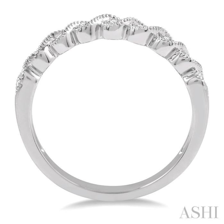 1/10 Ctw Oval Lattice Round Cut Diamond Ladies Band in 14K White Gold