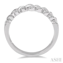 1/10 Ctw Oval Lattice Round Cut Diamond Ladies Band in 14K White Gold