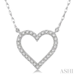 1/6 Ctw Heart Shape Round Cut Diamond Pendant With Chain in 10K White Gold