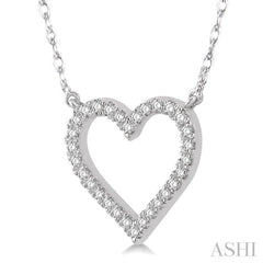 1/6 Ctw Heart Shape Round Cut Diamond Pendant With Chain in 10K White Gold