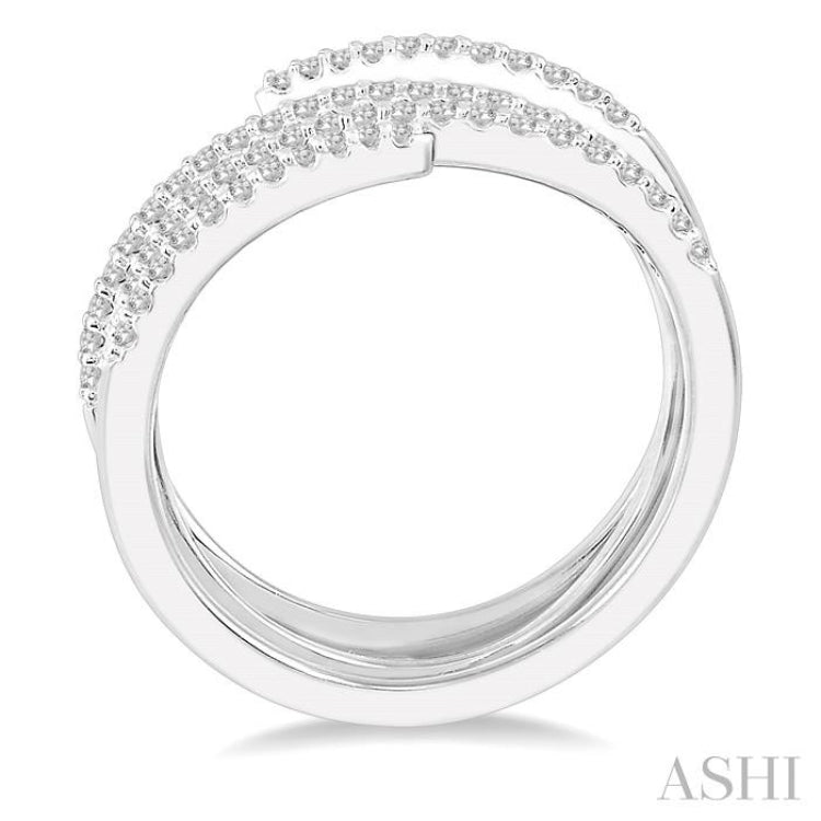 1/3 Ctw Triple Spiral Open-End Round Cut Diamond Fashion Ring in 14K White Gold
