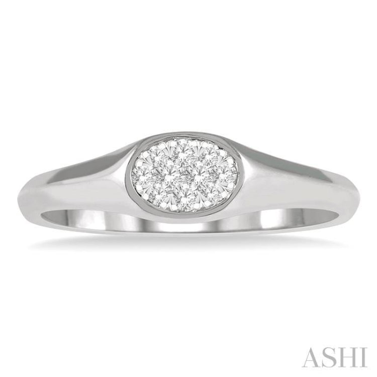 1/8 Ctw Oval Shape Lovebright Diamond Ring in 14K White Gold