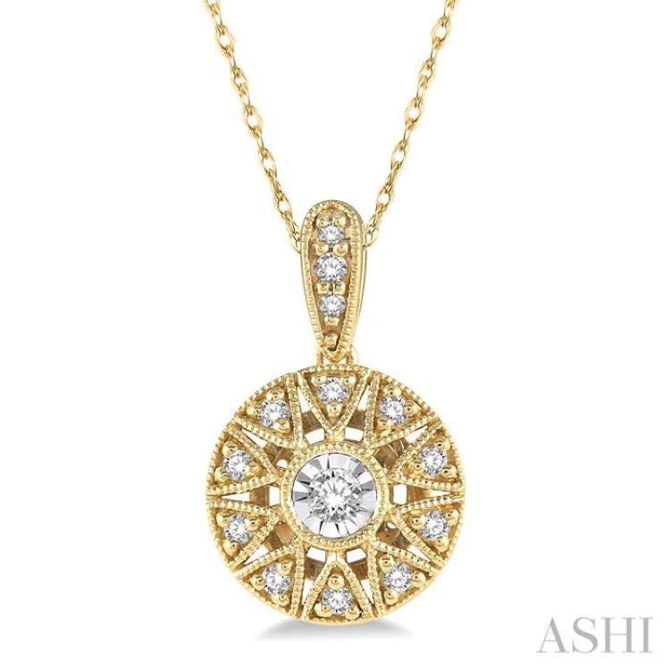 1/8 Ctw Single Cut Diamond Fashion Pendant With Chain in 10K Yellow Gold