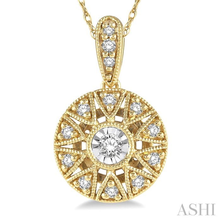 1/8 Ctw Single Cut Diamond Fashion Pendant With Chain in 10K Yellow Gold
