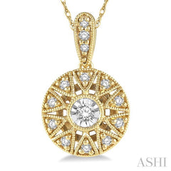 1/8 Ctw Single Cut Diamond Fashion Pendant With Chain in 10K Yellow Gold