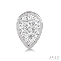 1/3 Ctw Pear Shape Lovebright Round Cut Diamond Bezel Stud Earring in 14K White Gold