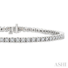 2 Ctw Square Shape Round Cut Diamond Tennis Bracelet in 14K White Gold