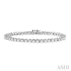 5 Ctw Square Shape Round Cut Diamond Tennis Bracelet in 14K White Gold