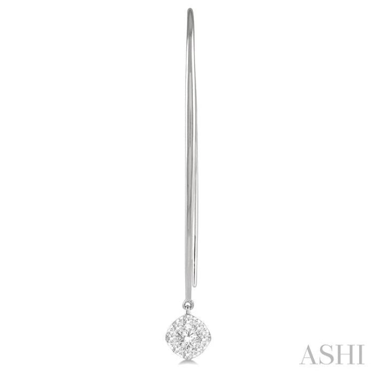 1/2 Ctw Cushion Shape Lovebright Round Cut Diamond Earring in 14K White Gold