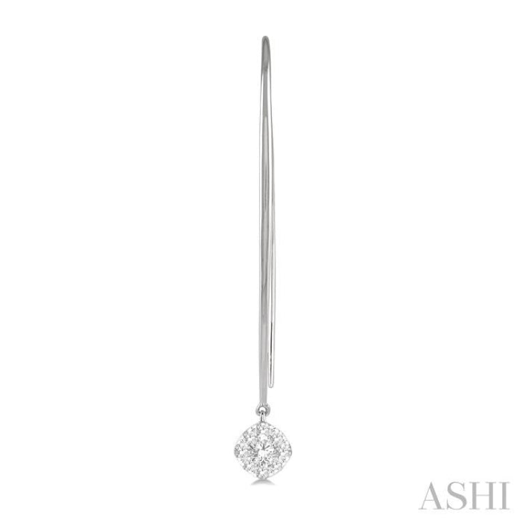 1/3 Ctw Cushion Shape Lovebright Round Cut Diamond Earring in 14K White Gold