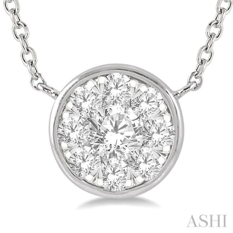 1/3 Ctw Round Shape Lovebright Diamond Pendant With Chain in 14K White Gold