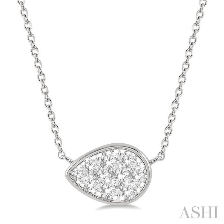 1/3 Ctw Pear Shape Lovebright Diamond Pendant With Chain in 14K White Gold