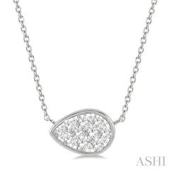 1/3 Ctw Pear Shape Lovebright Diamond Pendant With Chain in 14K White Gold