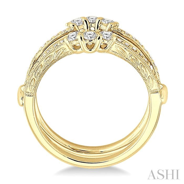 1/2 Ctw Round Cut Diamond Insert Ring in 14K Yellow Gold.