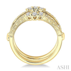 1/2 Ctw Round Cut Diamond Insert Ring in 14K Yellow Gold.