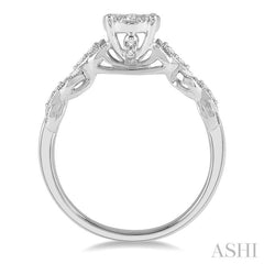 3/8 Ctw Two-Tone Lattice Shank Round Cut Diamond Lovebright Ring in 14K White Gold