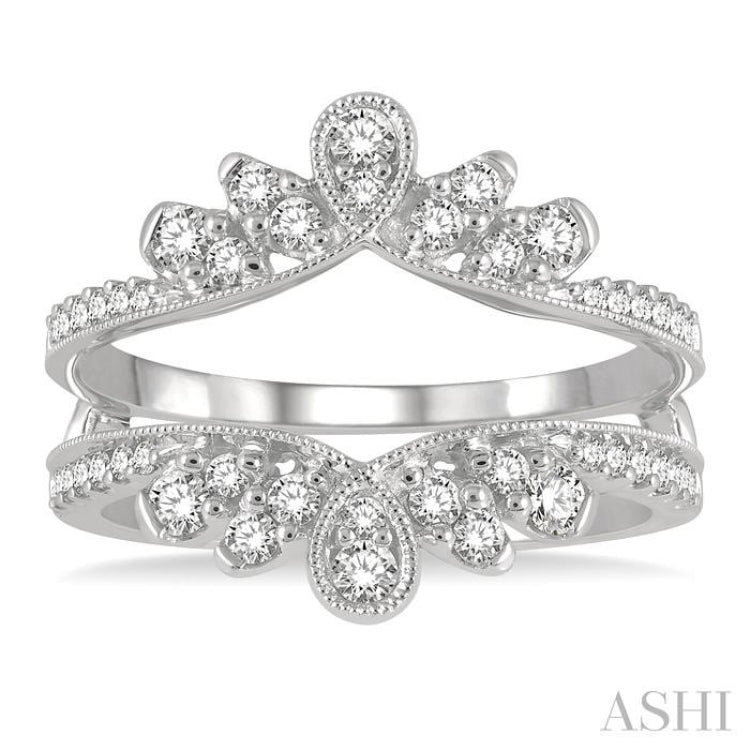 1/2 Ctw Milgrain Twist Round Cut Diamond Insert Ring in 14K White Gold