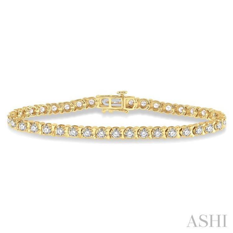 5 Ctw Round Cut Diamond Tennis Tulip Bracelet in 14K Yellow Gold