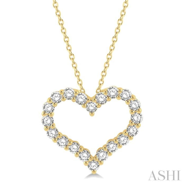 2 Ctw Heart Shape Round Cut Diamond Pendant With Chain in 14K Yellow Gold