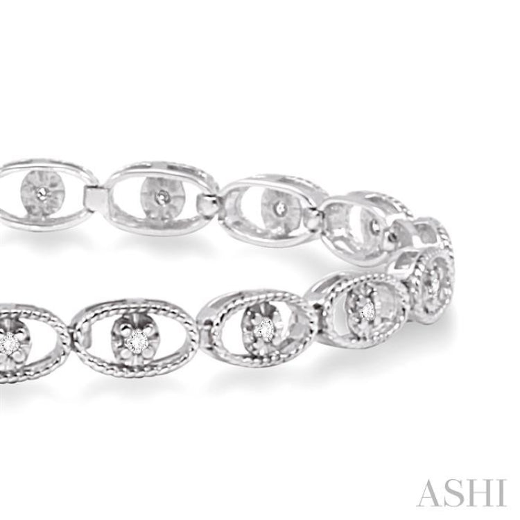 1/4 Ctw Oval Shape Single Cut Diamond Link Bracelet in 10K White Gold