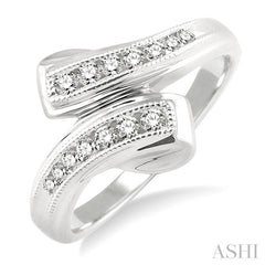 1/4 Ctw Round Cut Diamond By-pass Ring in 10K White Gold