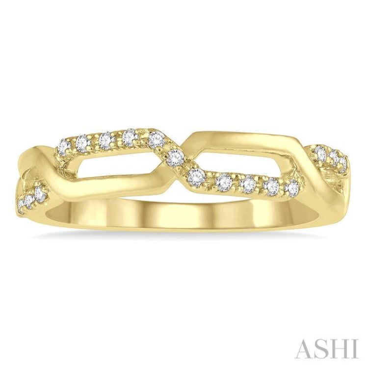1/10 Ctw Interlocked Round Cut Diamond Stack Band in 14K Yellow Gold