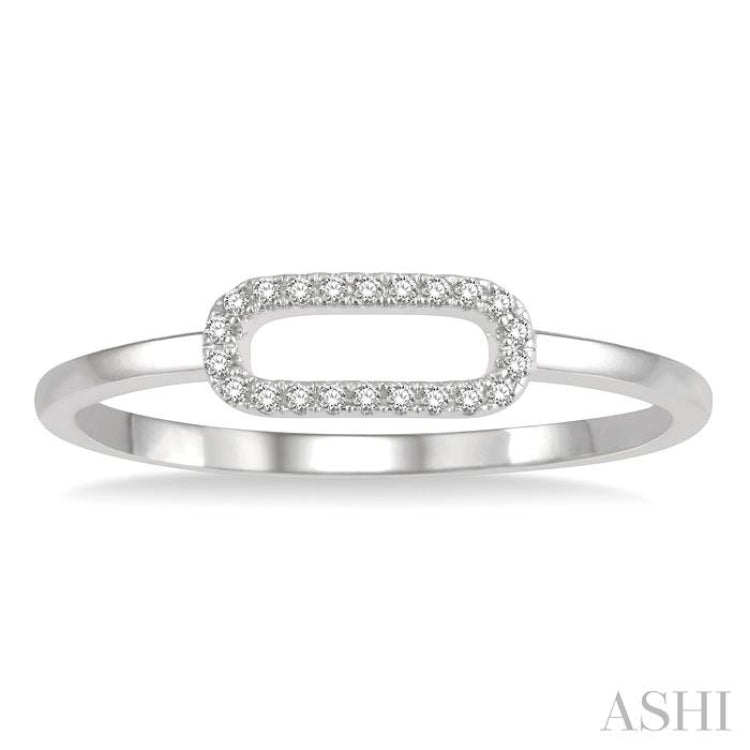 1/20 Ctw Paperclip Link Round Cut Diamond Fashion Ring in 10K White Gold