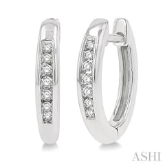1/10 Ctw Inlay Round Cut Diamond Huggie Petite Earrings in 10K White Gold