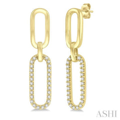 1/6 Ctw Round Cut Diamond Paperclip Earring in 14K Yellow Gold