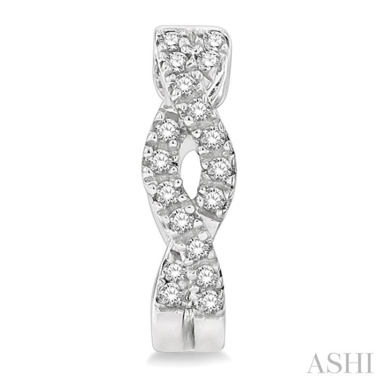 1/6 Ctw Entwined Round Cut Diamond Huggie Petite Earrings in 10K White Gold