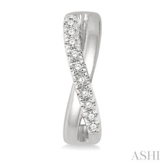 1/10 Ctw Split Intersecting Arms Round Cut Diamond Huggie Petite Earrings in 10K White Gold