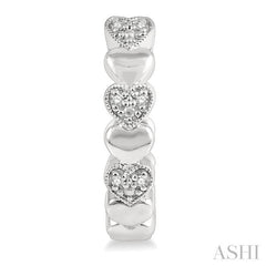 1/20 Ctw Mini Hearts Single Cut Diamond Hoop Earring in Sterling Silver