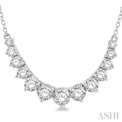 1 Ctw Graduated Round Cut Diamond Smile Necklace in 14K White Gold