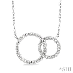 1/10 Ctw Interlocking Twin Circles Single Cut Diamond Pendant With Chain in 10K White Gold