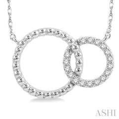 1/10 Ctw Interlocking Twin Circles Single Cut Diamond Pendant With Chain in 10K White Gold