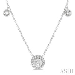 1/3 Ctw Circular Lovebright Round Cut Diamond Necklace in 14K White Gold