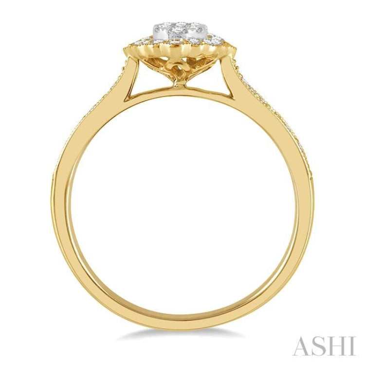 1/3 Ctw Oval Lattice Lovebright Round Cut Diamond Ladies Ring in 14K Yellow and White Gold