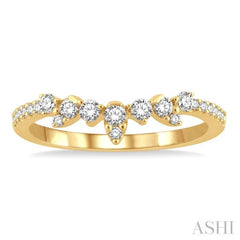 1/4 Ctw Alternating Marquise and Circular Mount Round Cut Diamond Curved Wedding Band in 14K Yellow Gold