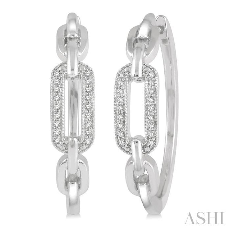 1/10 Ctw Round Cut Diamond Paperclip Hoop Earring in Sterling Silver