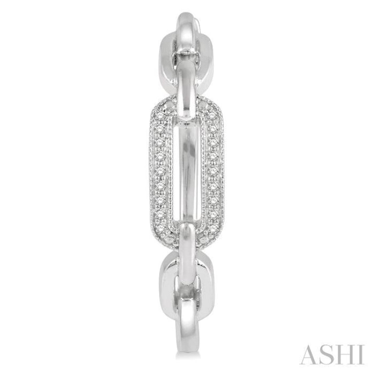 1/10 Ctw Round Cut Diamond Paperclip Hoop Earring in Sterling Silver