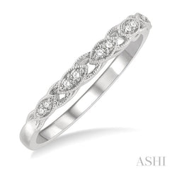 1/10 Ctw Marquise Shape Lattice Round Cut Diamond Wedding Band in 14K White Gold