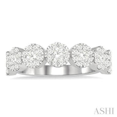 1 Ctw Jointed Circular Mount Lovebright Diamond Cluster Band in 14K White Gold