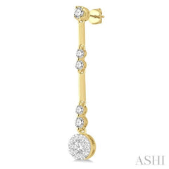 3/4 Ctw Tri-Section Lovebright Round Cut Diamond Bar Link Earrings in 14K Yellow and White Gold