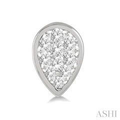 1/3 Ctw Pear Shape Lovebright Round Cut Diamond Bezel Stud Earring in 14K White Gold