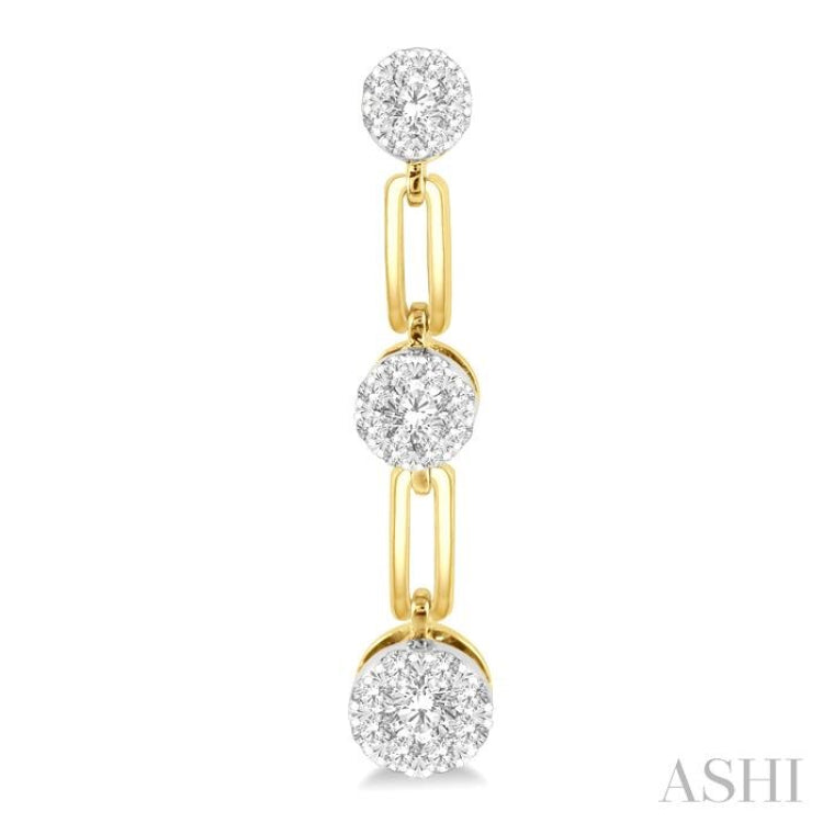 3/4 Ctw Lovebright Round Cut Diamond Paperclip Link Earring in 14K Yellow and White Gold