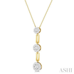 1/2 Ctw Lovebright Round Cut Diamond Paperclip Link Pendant With Chain in 14K Yellow and White Gold