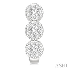 7/8 Ctw Lovebright Round Cut Diamond Half Hoop Earring in 14K White Gold