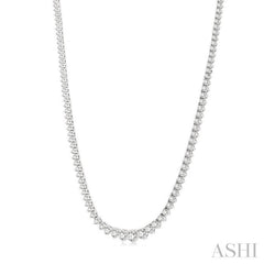 7 Ctw Riviera Round Cut Diamond Necklace in 14K White Gold