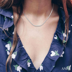 7 Ctw Riviera Round Cut Diamond Necklace in 14K White Gold